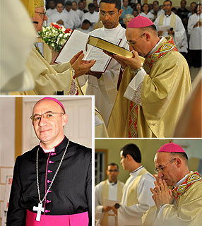 O Bispo da recm-criada Diocese de Navira (MS), Dom Ettore Dotti,  ordenado na Catedral Senhora Santana, na Diocese de Serrinha (BA)